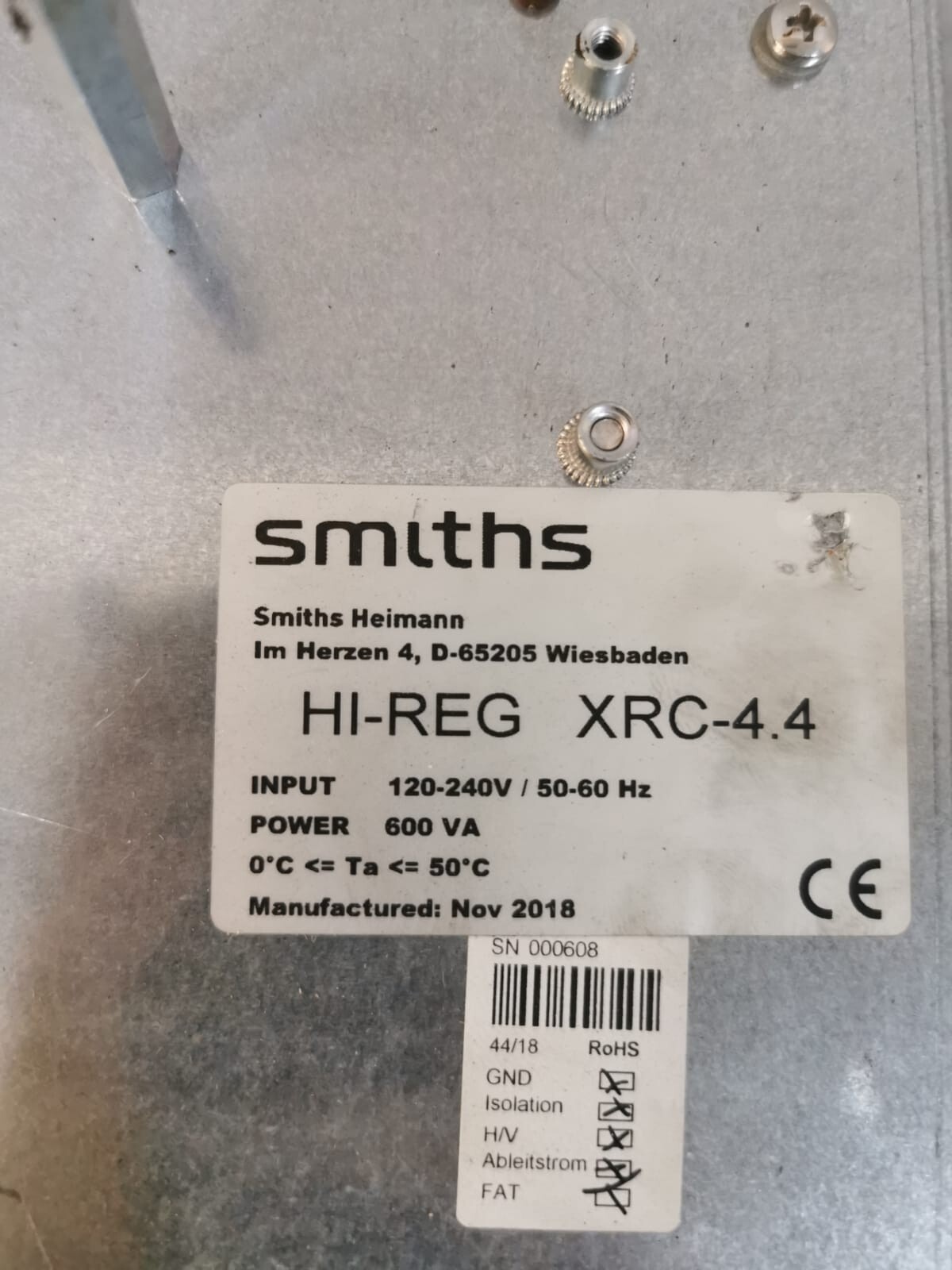 SMITHS HEIMANN HI-REG-XRC-4.4 SMITHS HEIMANN HI-REG XRC-4.4 POWER SUPPLY 9