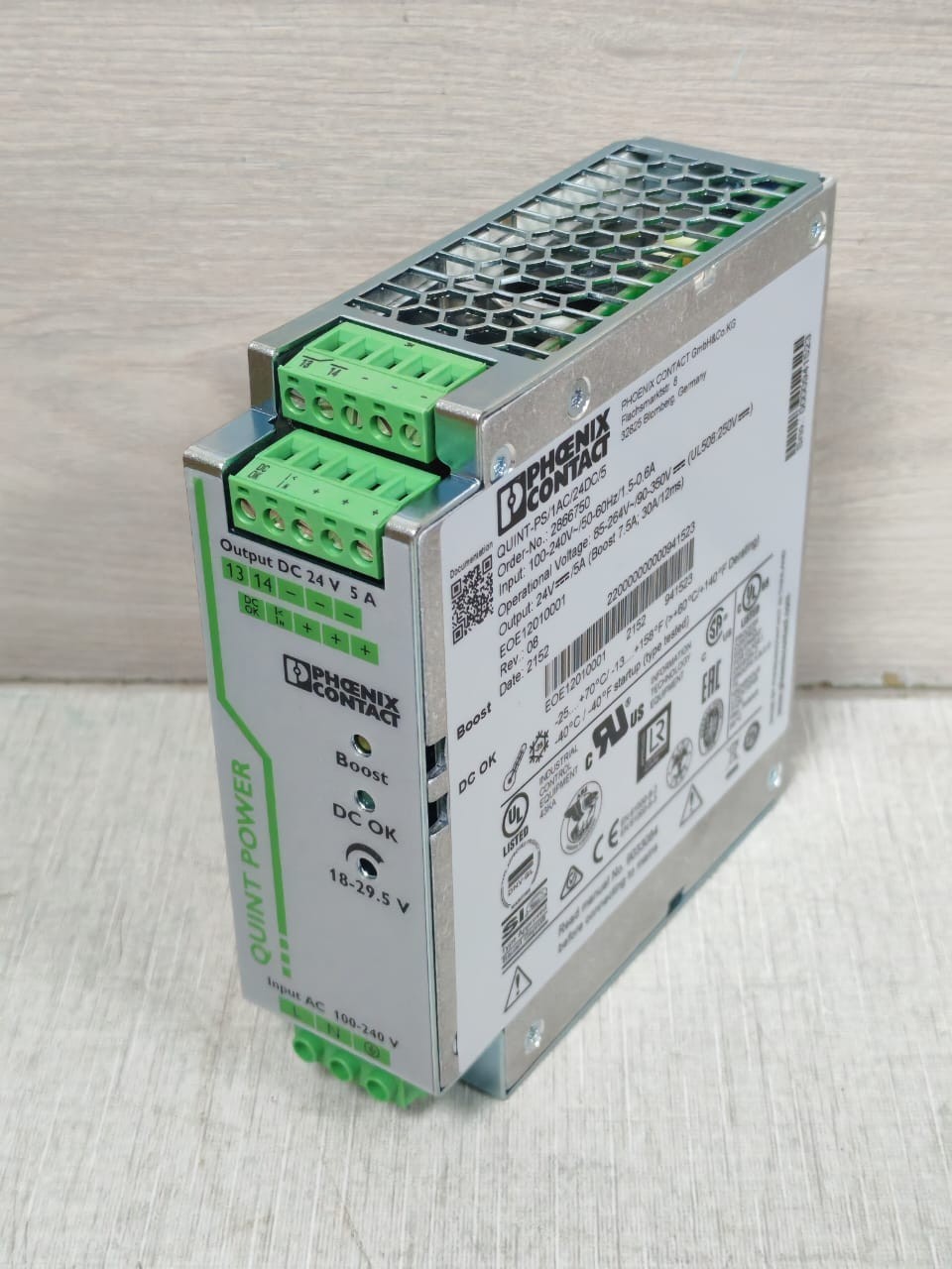 Phoenix Contact QUINT-PS/1AC/24DC/5-2866750 PHOENIX CONTACT QUINT-PS/1AC/24DC/5 2866750 POWER SUPPLY - WITH DIRTY BOX 4