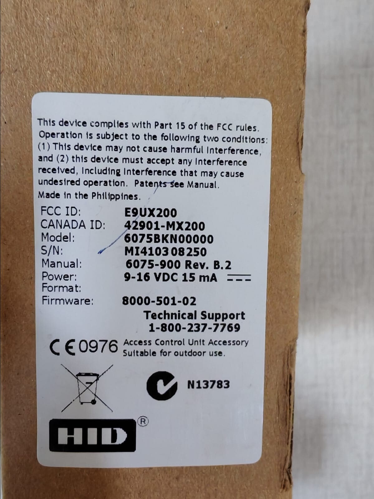 HID 6075BKN00000 HID MIFARE DESFIRE READER 6075BKN00000 9