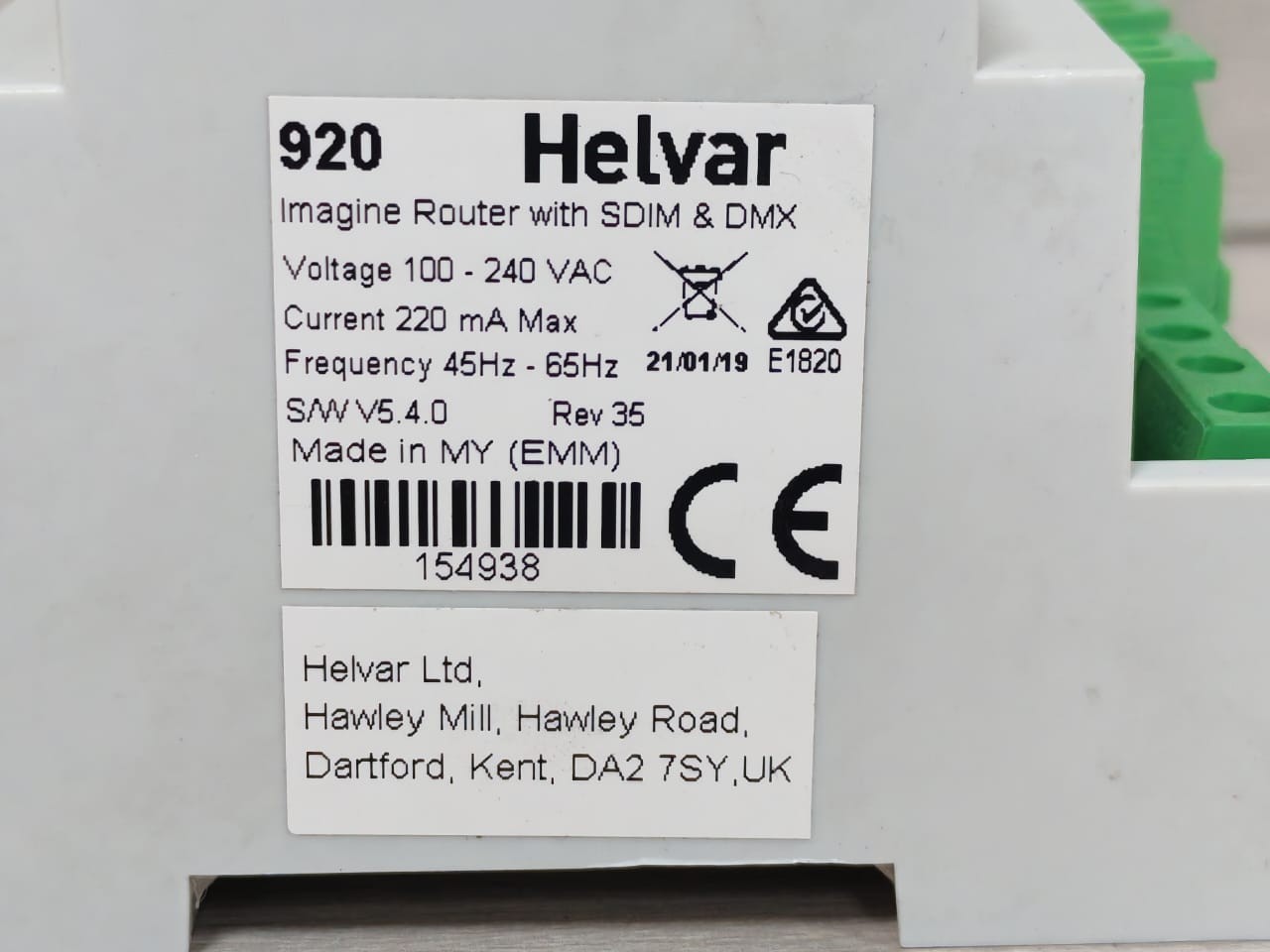 Helvar 920 Helvar 920 Imagine Router with SDIM & DMX SW V5.4.0 REV.35 6
