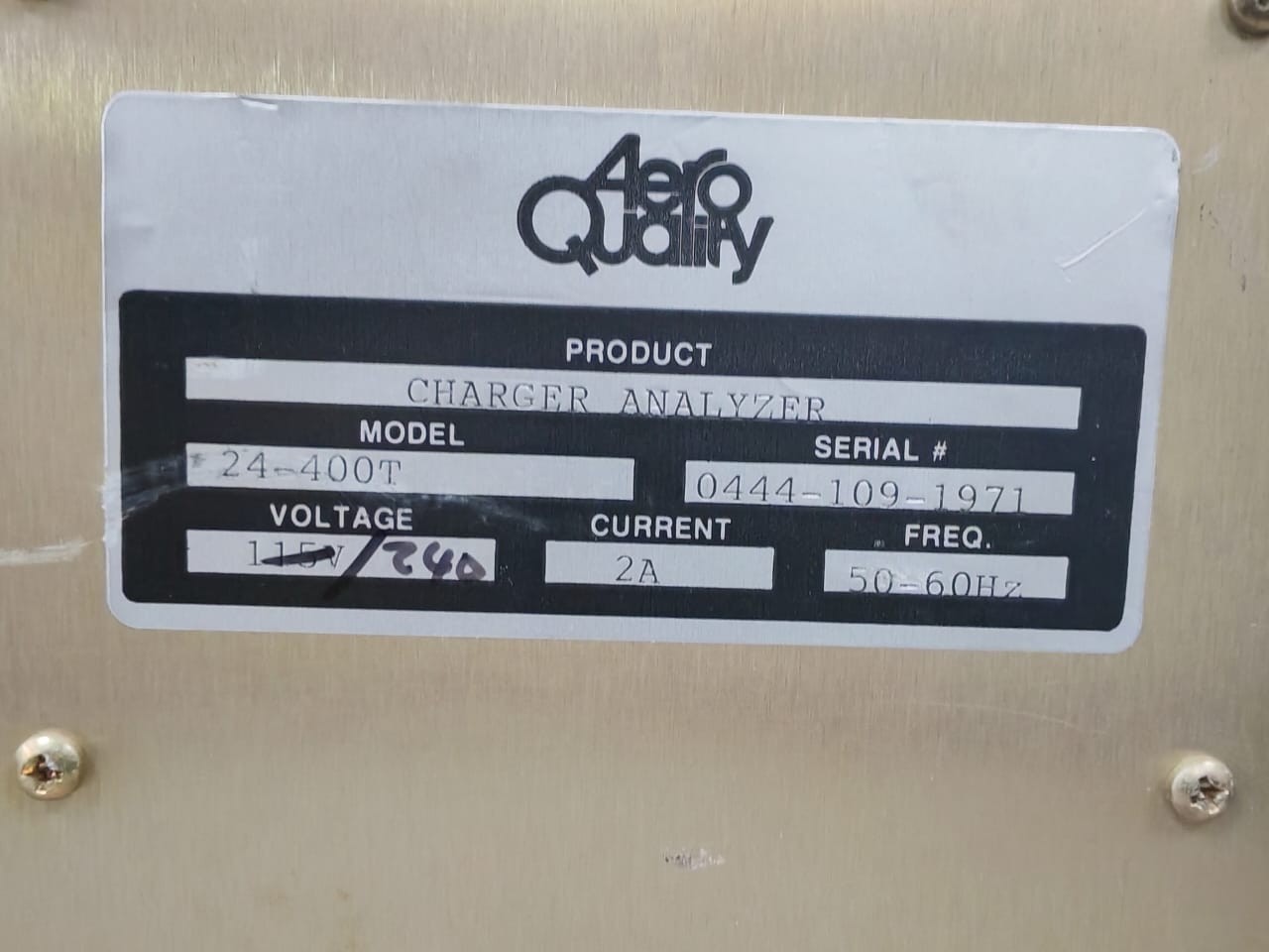 AERO QUALITY 24-400T AERO QUALITY 24-400T BATTERY CHARGER ANALYZER 240V 2A 50-60Hz 4