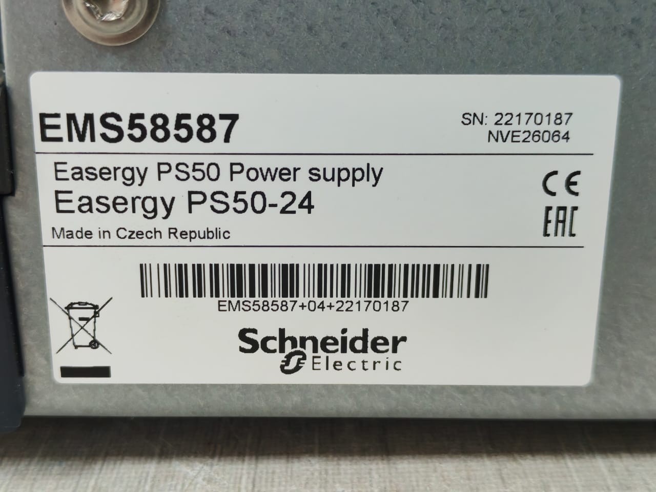 Schneider Electric PS50-24 Schneider Electric EMS58587 Easergy PS50-24 Power Supply 9