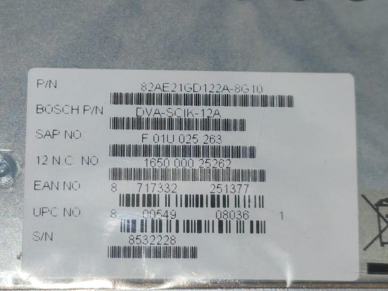 Bosch SCIK-12A Bosch DVA-SCIK-12A DiskArray Controller F.01U.025.263 - with Old Stock Ka 5