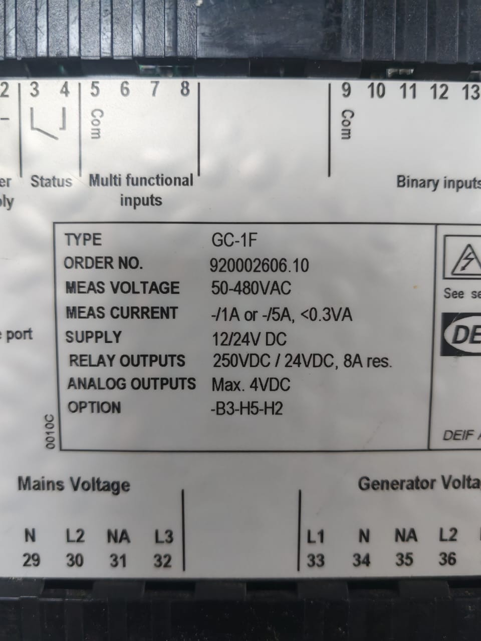 DEIF SG-C2 DEIF STERLING GC-1F RELIABLE SG-C2 CONTROLLER 12/24VDC - MUST SCREEN 8