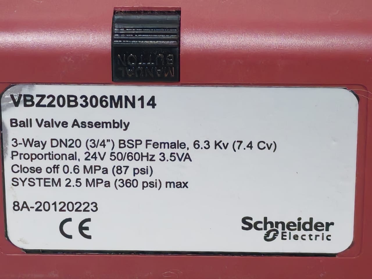 Schneider Electric VBZ20B306MN14 Schneider Electric VBZ20B306MN14 Kugelhahn-Baugruppe 3-Wege DN20 (3/4") BSP I 3