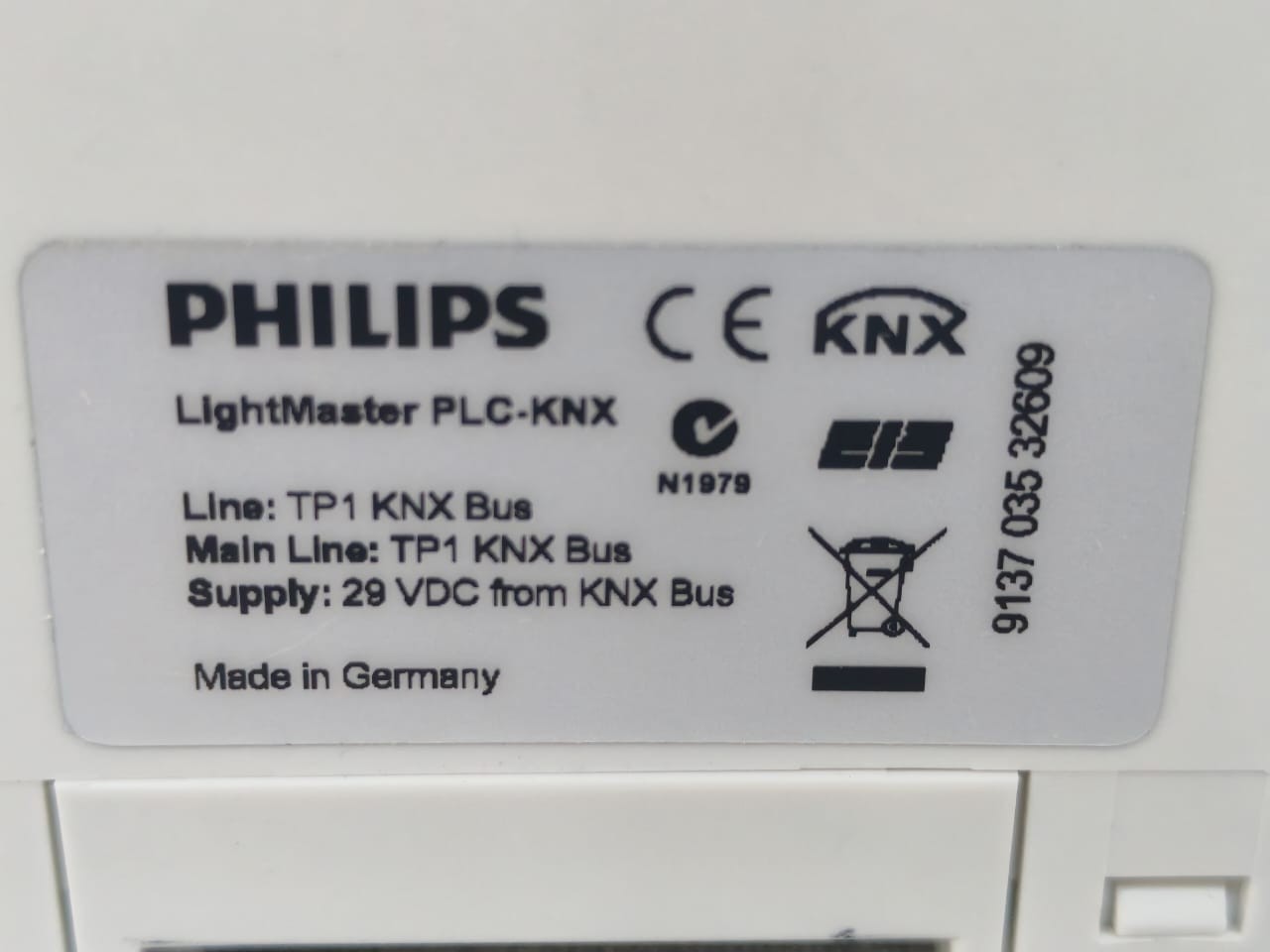 Philips SPS-KNX PHILIPS LIGHTMASTER PLC-KNX TP1 LINE COUPLER 29VDC 5