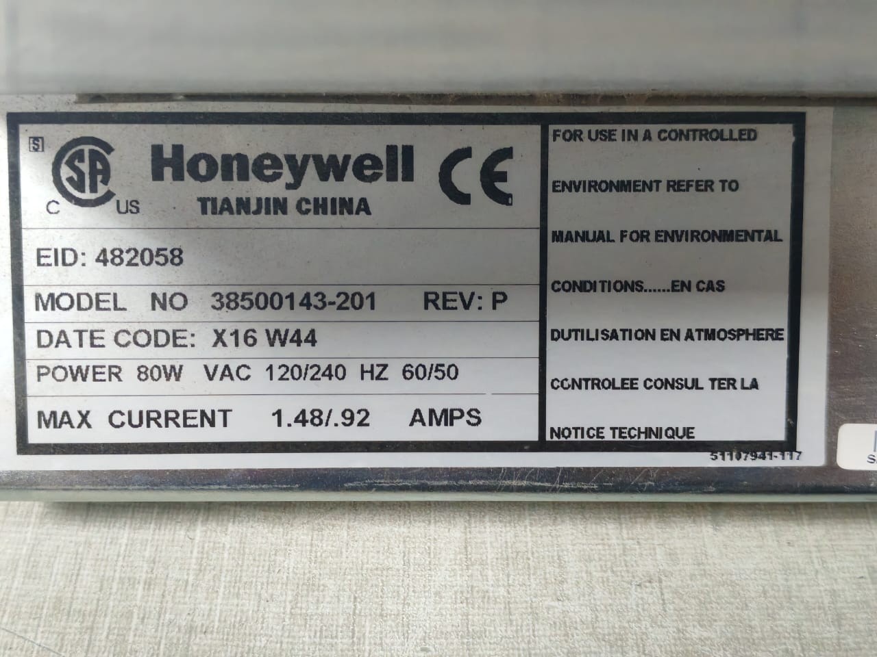 Honeywell 38500143-201-REV:P HONEYWELL 38500143-201 REV:P LCNE HUB ASSY MIT 4 NETZTEILEN 8