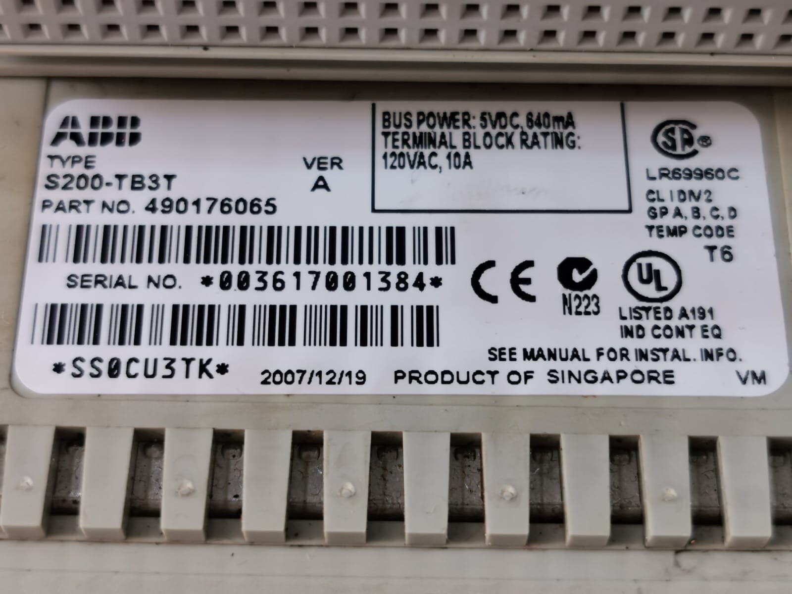 ABB S200-IT8 ABB S200-IT8 & S200-TB3T / 3 Wire RTD Input 8 Channel 4