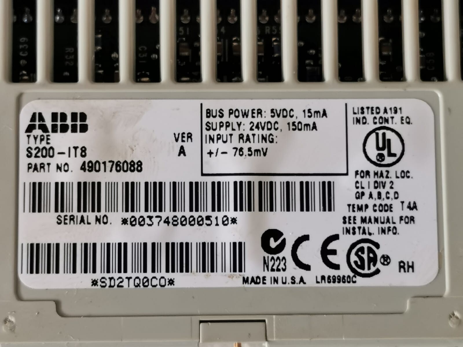 ABB S200-IT8 ABB S200-IT8 & S200-TB3T / 3 Wire RTD Input 8 Channel 6