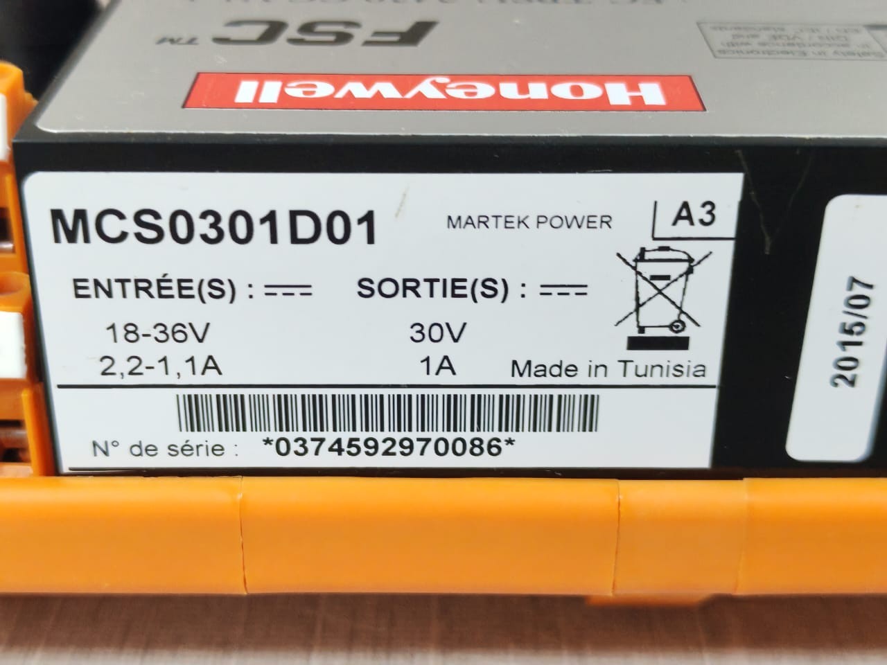 Honeywell TPSU-2430 HONEYWELL FC-TPSU-2430 CC V1.1 / MCS0301D01 POWER SUPPLY CONVERTER 10