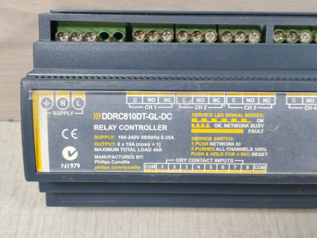 Philips DDRC810DT-GL-DC Philips Dynalite DDRC810DT-GL-DC Relay Controller 100-240V 50/60Hz 0.25A 2