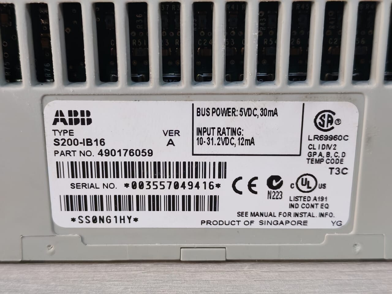ABB INPUT-16 ABB S200-IB16 & S200-TB3 DIGITAL INPUT 16 X 24VDC/1X COUNTER 6