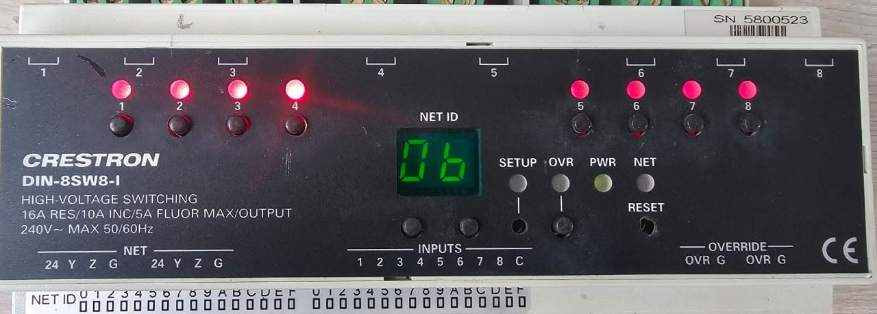 CRESTRON DIN-8SW8-I P/N: 6503776 HIGH VOLTAGE CIRCUIT WITH DIGITAL INPUT 240V