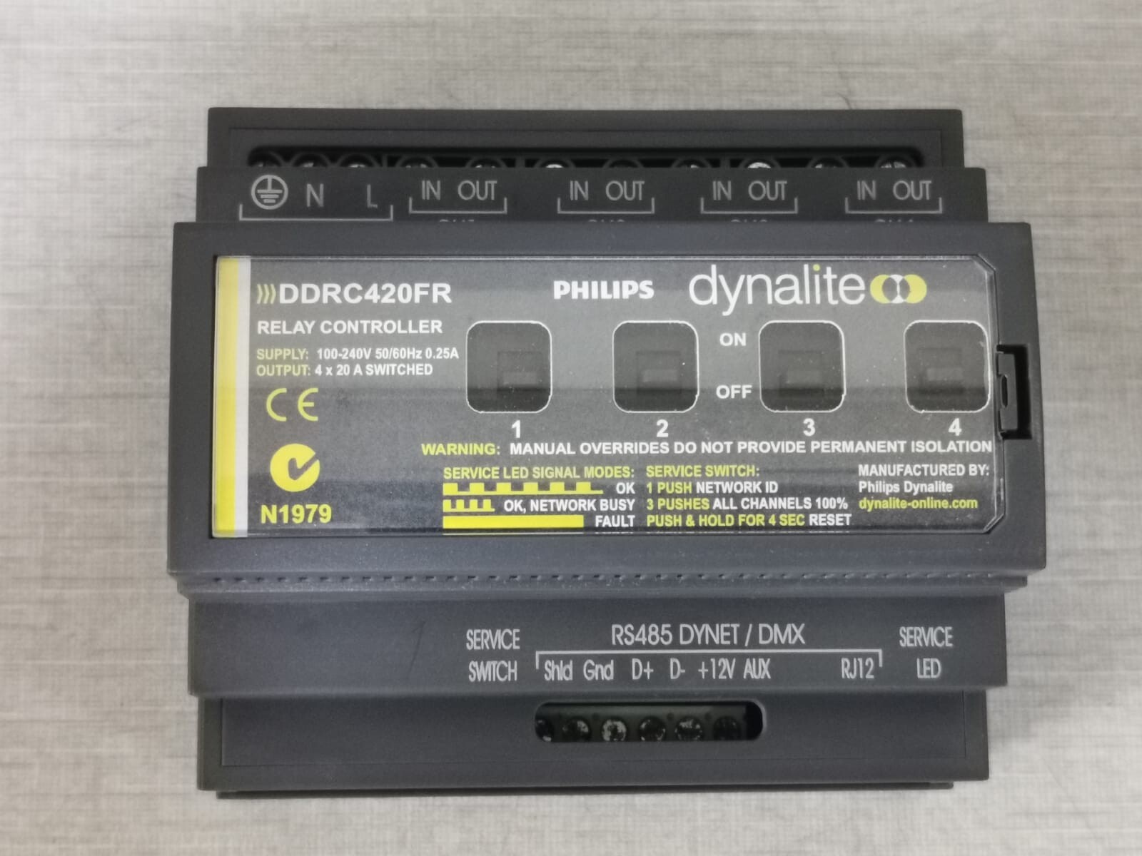 Philips DDRC420FR Philips Dynalite DDRC420FR Relay Controller 100-240V 0.25A 2
