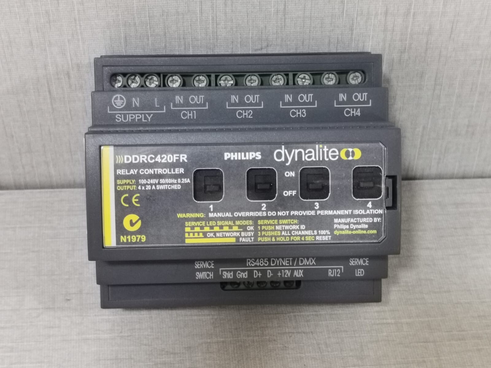 Philips DDRC420FR Philips Dynalite DDRC420FR Relay Controller 100-240V 0.25A 9