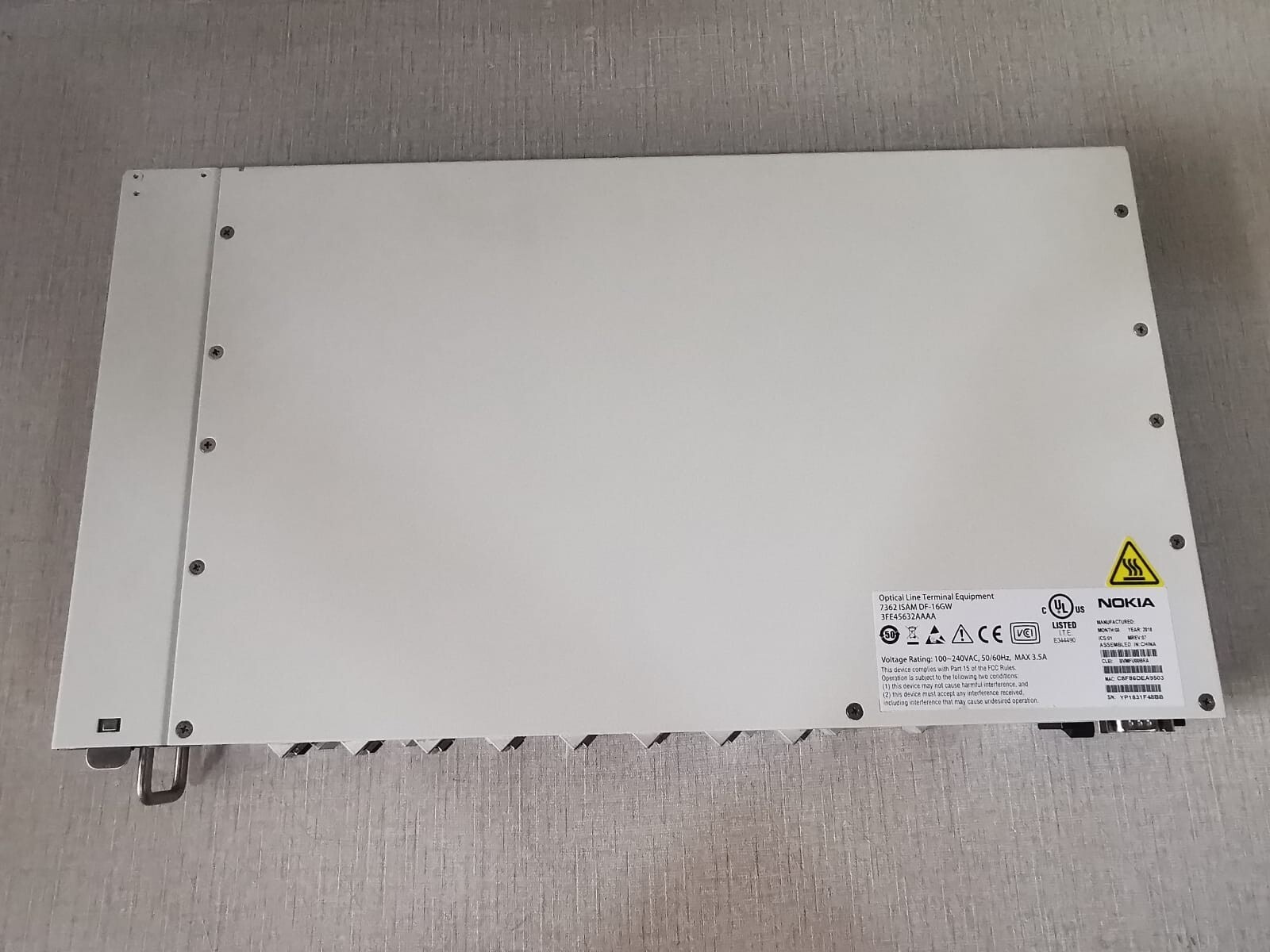 Nokia NOKIA-7362 Nokia 7362 ISAM DF-16GW Optical Line Terminal Eqpt. 3FE45632AAAA 10