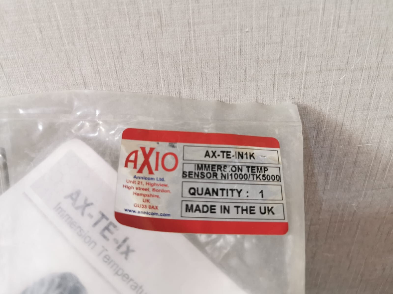 AXIO NI1000/TK5000 AXIO AX-TE-IN1K IMMERSION TEMPERATURE SENSOR NI1000/TK5000 8