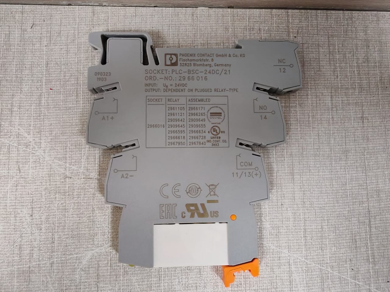 Phoenix Contact BSC-24DC Phoenix Contact PLC-BSC-24DC/21 Relay Socket 29 66 016 2