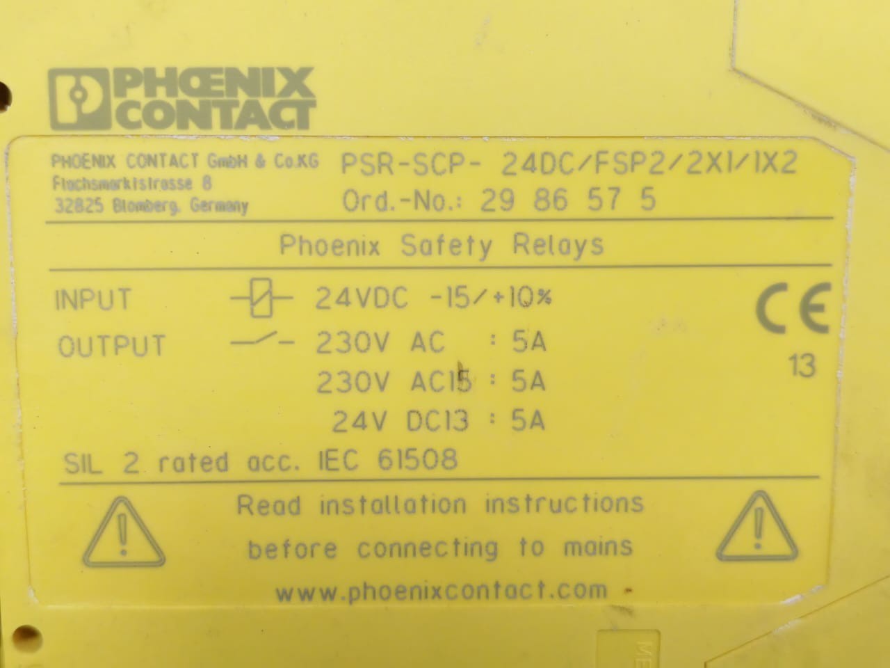 Phoenix Contact SCP-24DC PHOENIX CONTACT PSR-SCP-24DC/FSP2/2X1/1X2 2986575 COUPLING RELAY 24VDC 6