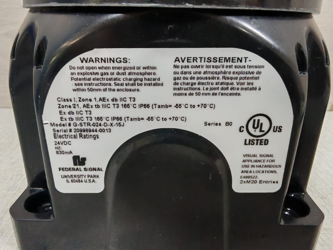 Federal Signal STR-024-D-X-15J FEDERAL SIGNAL G-STR-024-D-X-15J VISUAL STROBE 24VDC - WITH DIRTY BOX 8