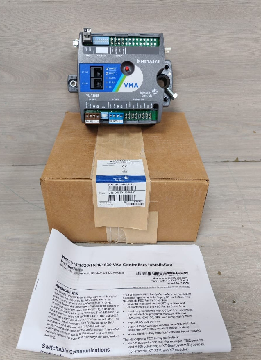 Johnson Controls MS-VMA1615-1 Vav Controller 3 Univ Inputs, 2 Binary Outputs