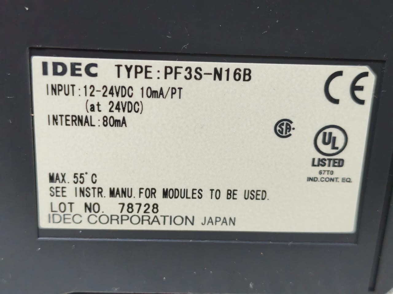 IDEC N16B IDEC PF3S-N16B FA-3S PROGRAMMABLE CONTROLLER 12-24VDC - WITH DIRTY BOX 7