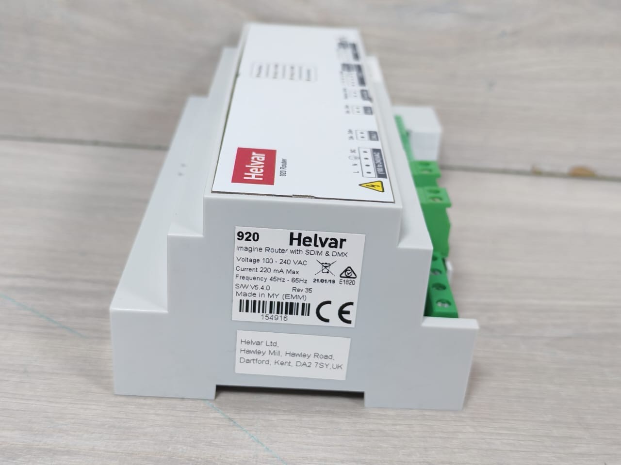 Helvar 920 Helvar 920 Imagine Router with SDIM & DMX SW V5.4.0 REV.35 100-240 VAC 5