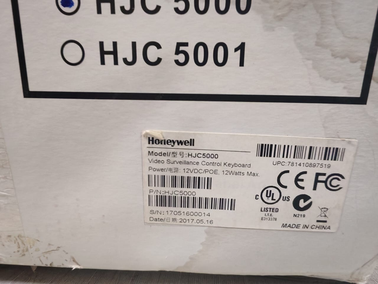 Honeywell HJC5000 HONEYWELL HJC5000 VIDEO SURVEILLANCE CONTROL KEYBOARD 6