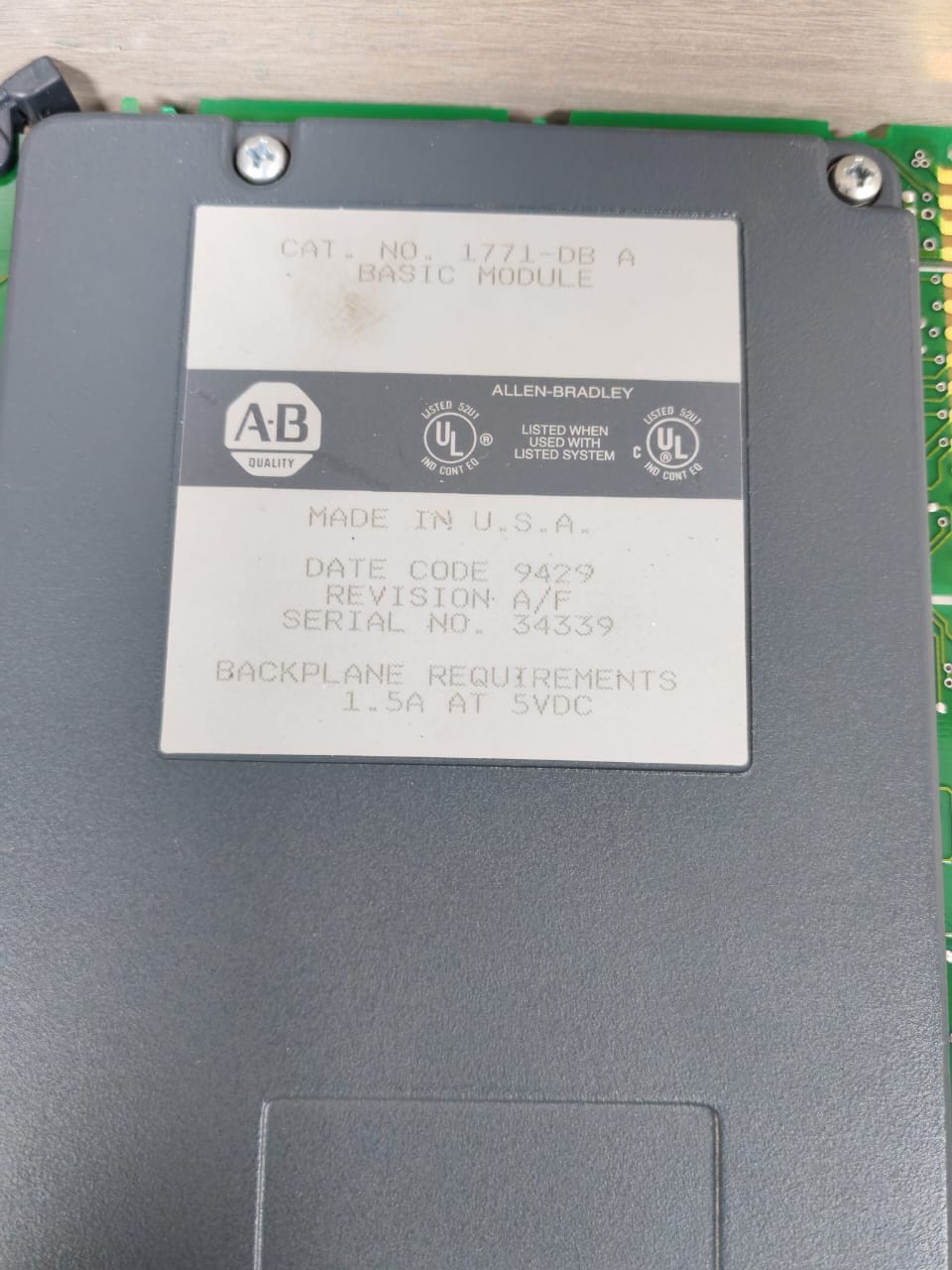 Rockwell Automation 1771-DB ALLEN BRADLEY 1771-DB ONE BASIC MODULE 6