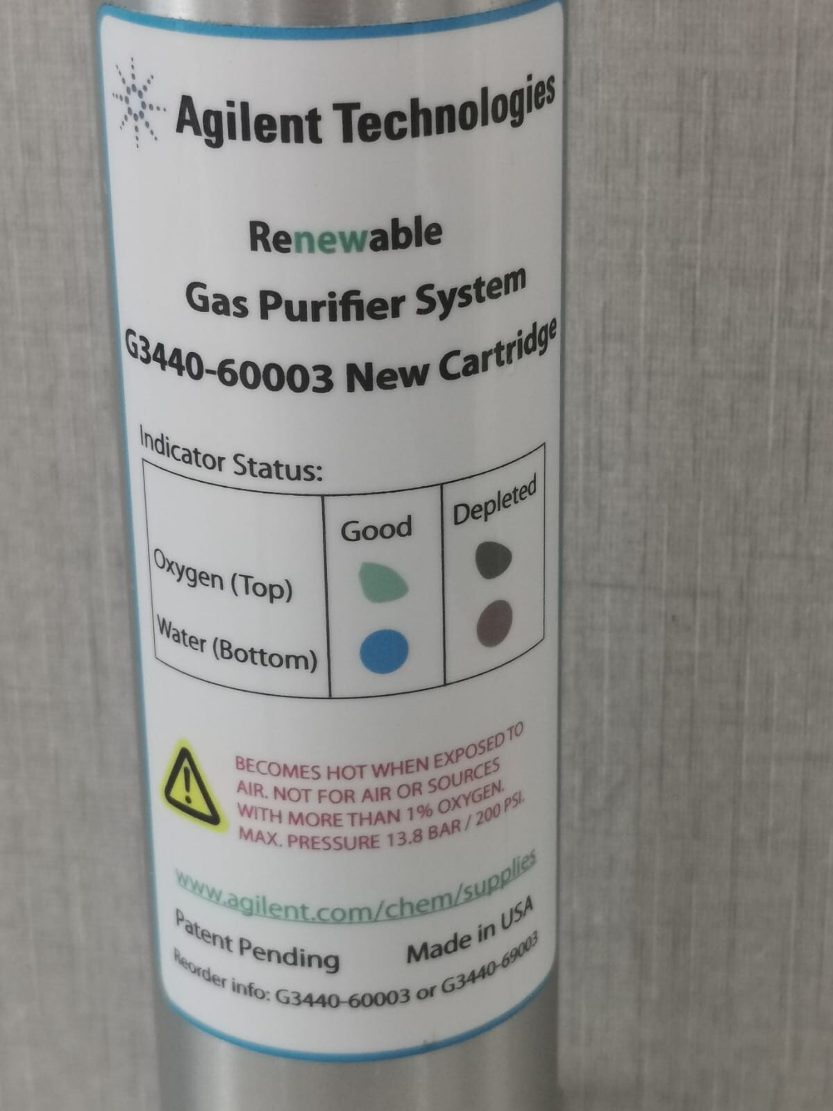 Agilent Technologies G3440-60003 AGILENT G3440-60003 RENEWABLE GAS PURIFICATION SYSTEM & INLET AFS CLEANER B 3