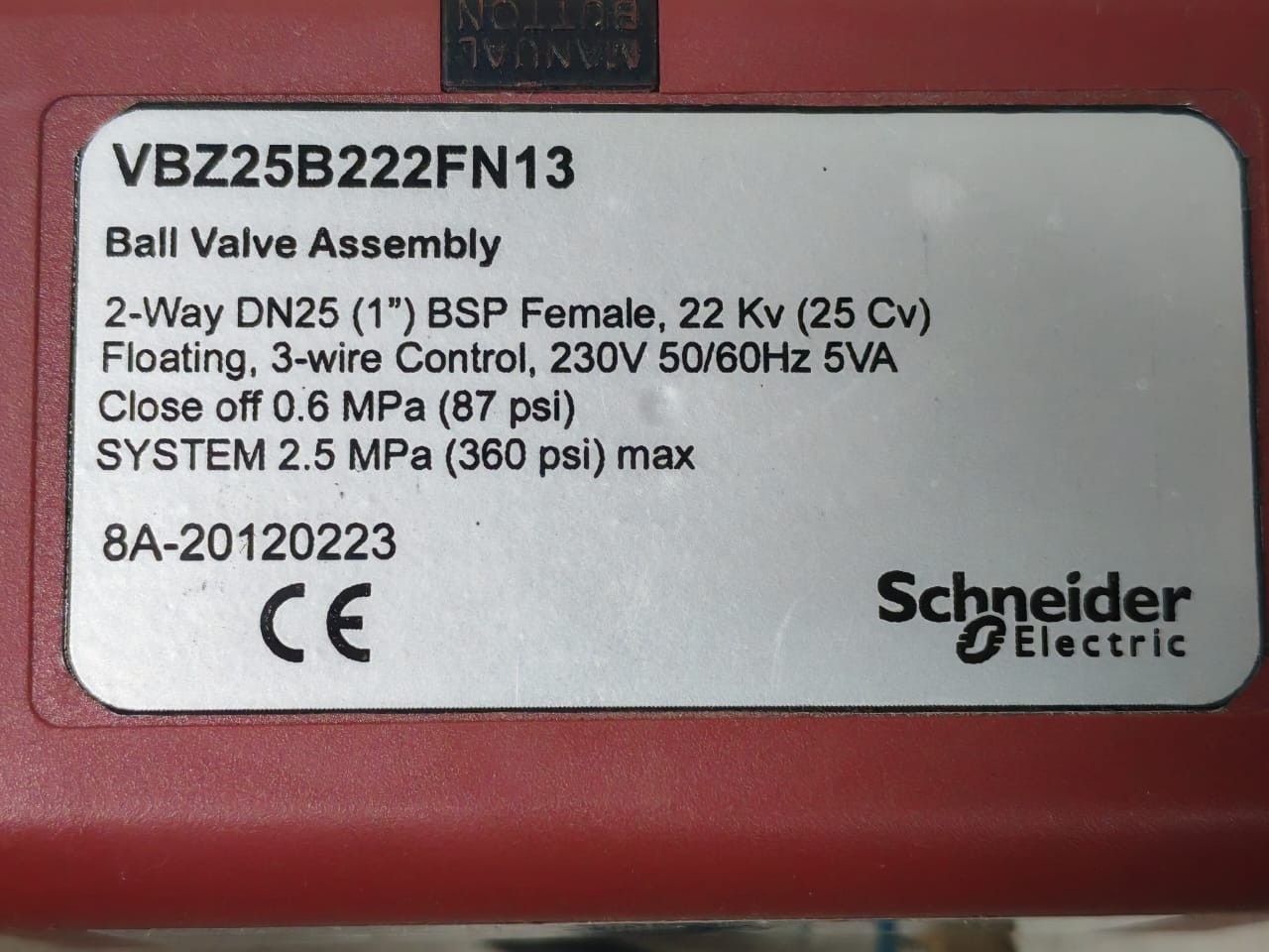 Schneider Electric VBZ25B222FN13 Schneider Electric VBZ25B222FN13 Kugelhahn-Baugruppe 2-Wege DN25 (1") BSP Inn 2