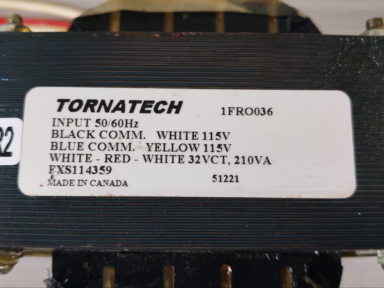 Tornatech EXS114359 TORNATECH EXS114359 BATTERY CHARGER TRANSFORMER 1FRO036 2
