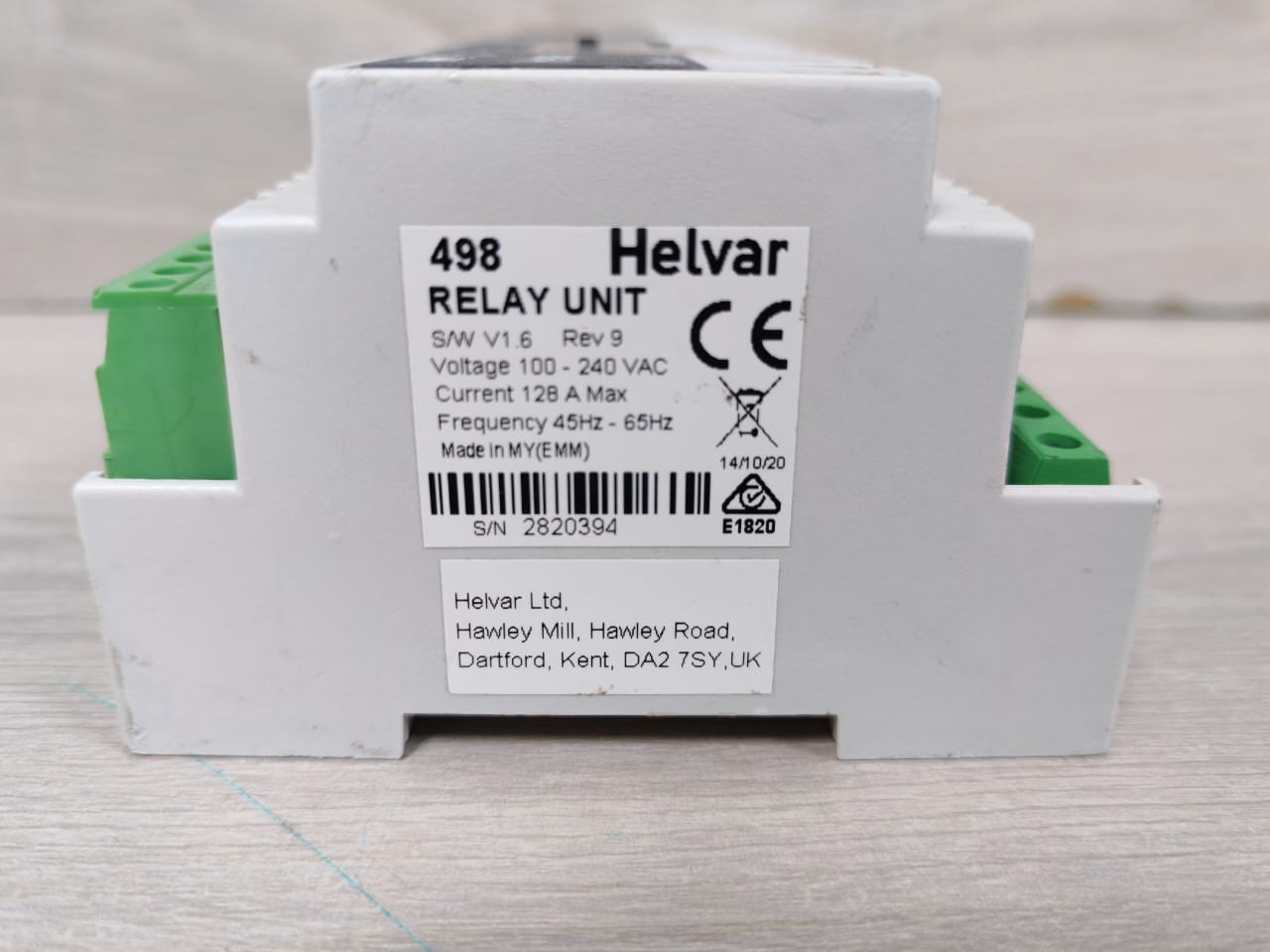 Helvar UNIT-100 HELVAR 498 B/W V1.6 REV.9 DIGIDIM RELAY UNIT 100-240VAC 10