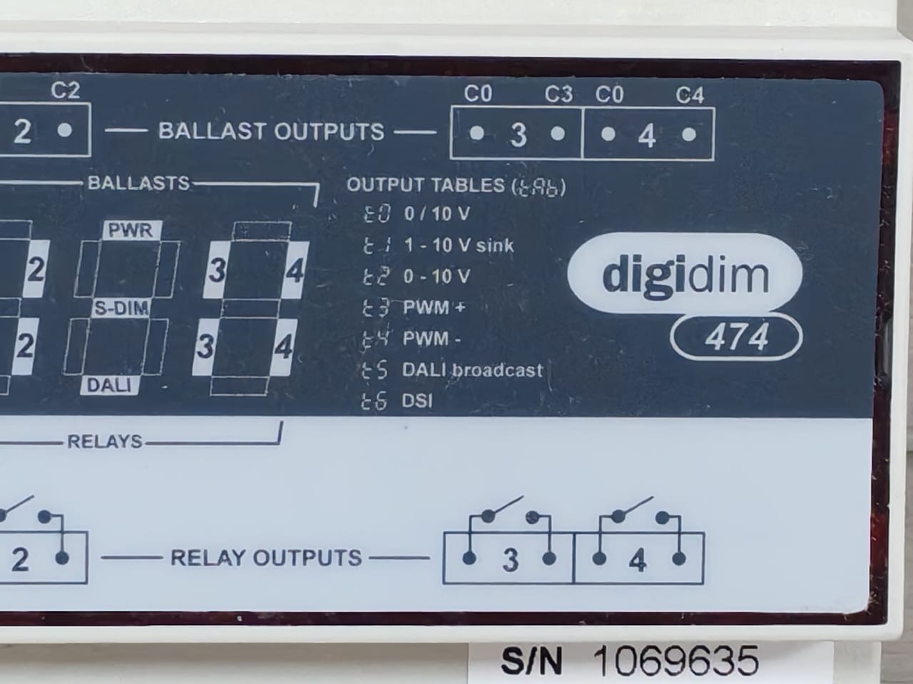 Helvar 474 Helvar 474 Ballast Controller B/W V1.60 Rev.8 100-240VAC 3
