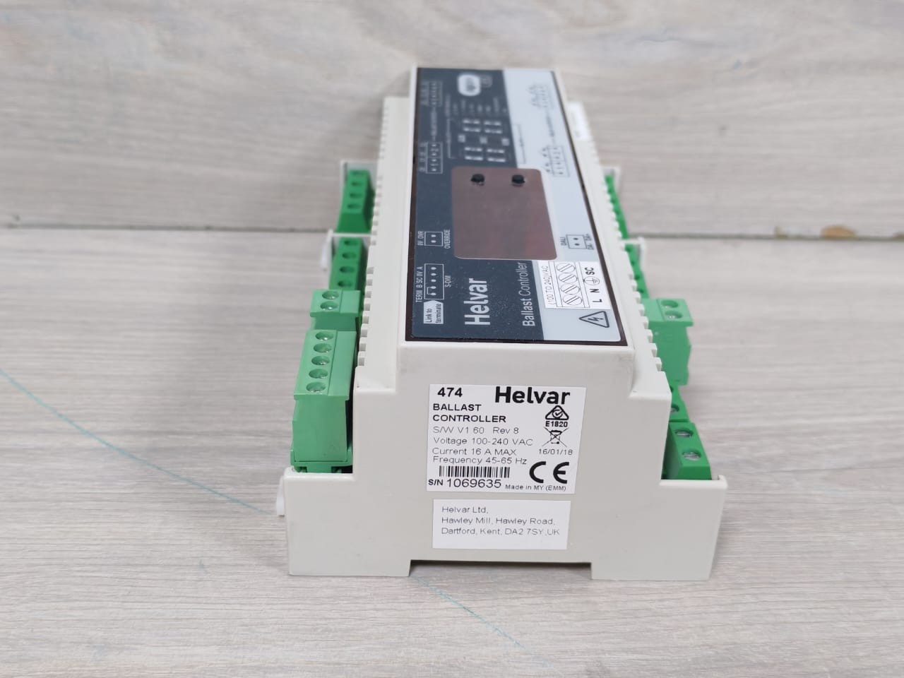 Helvar 474 Helvar 474 Ballast Controller B/W V1.60 Rev.8 100-240VAC 5