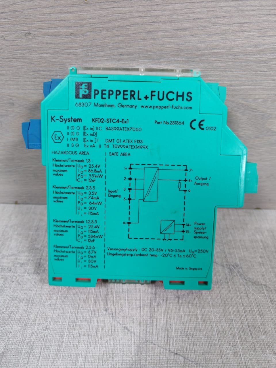 Pepperl+Fuchs TEILE-NR: 231364 PEPPERL+FUCHS KFD2-STC4-Ex1 K-SYSTEM SMART TRANSMITTER ISOLATOR P/N: 231364 7