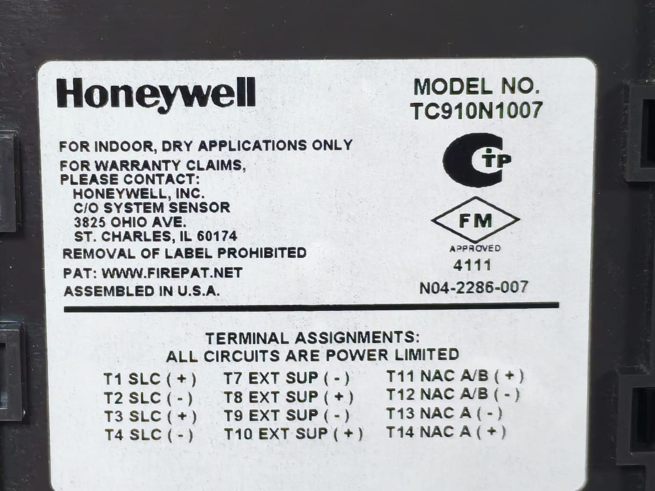 Honeywell TC910N1007 Honeywell TC910N1007 Control Module 3