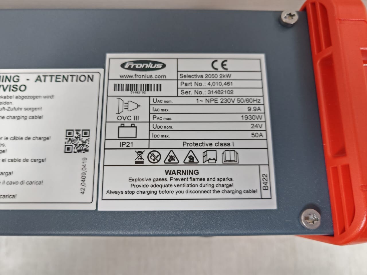 Fronius SELECTIVA 2050 Fronius Selectiva 2050 2KW Battery Charger 4,010,461 8