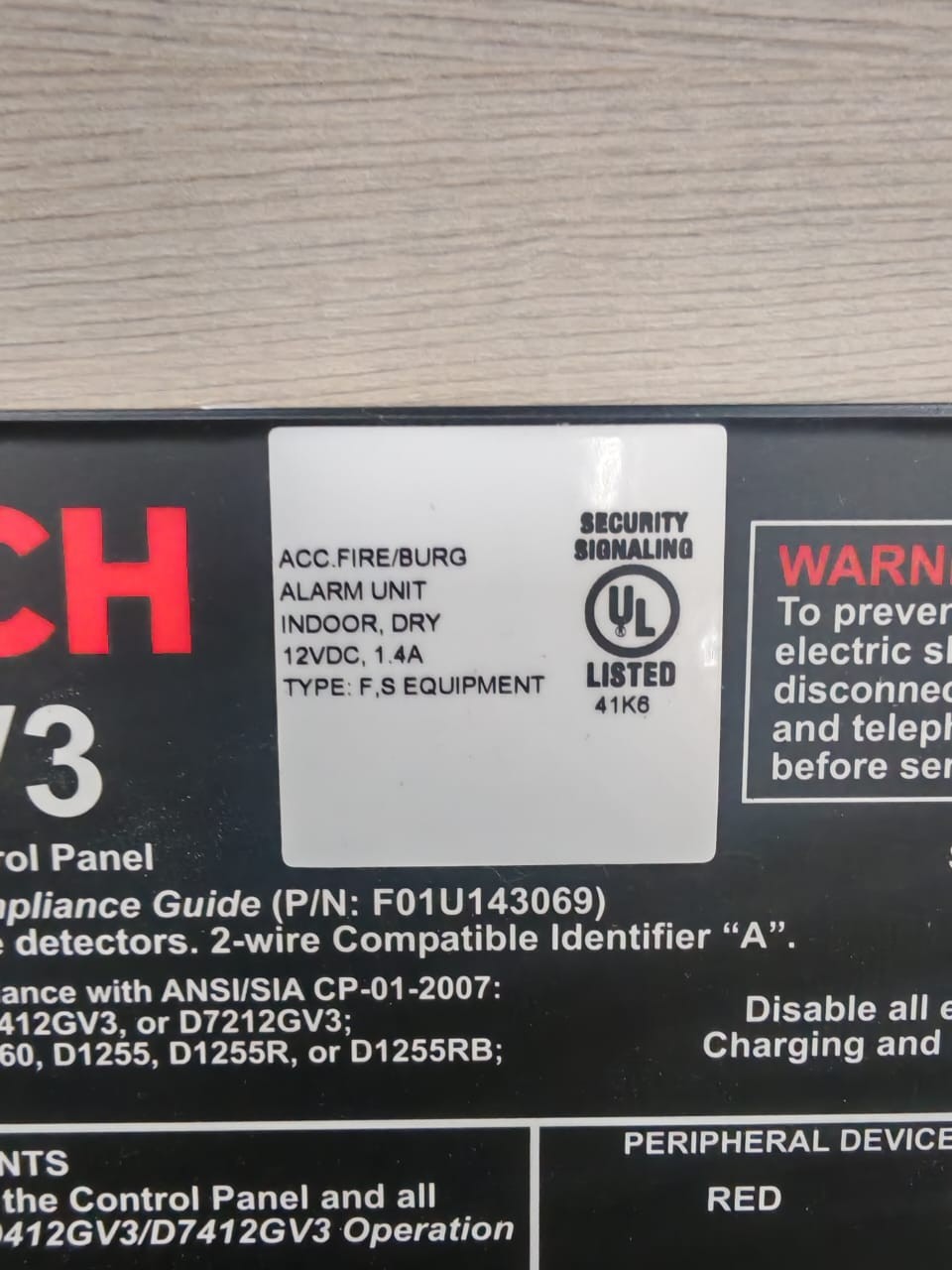 Bosch F01U138769_03 BOSCH D9412GV3 V8.14 / F01U138769_03 COMMERCIAL PROTECTED-PREMISES CONTROL PANEL 4