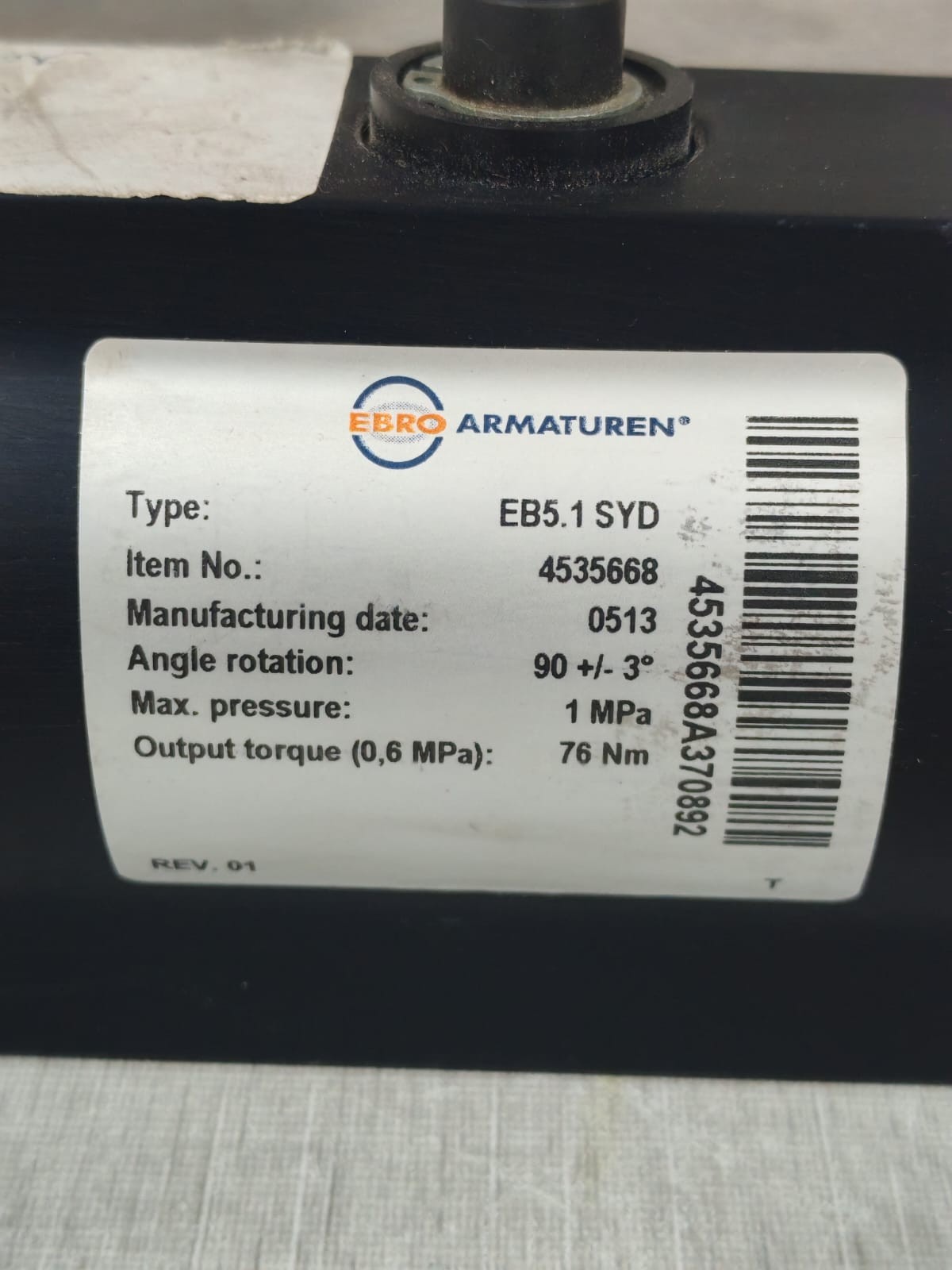 EBRO ARMATUREN EB5.1 SYD REV.01 EBRO ARMATUREN EB5.1 SYD REV.01 PNEUMATIC ACTUATOR 4
