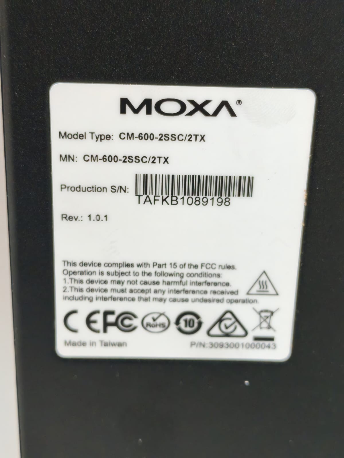 MOXA CM-600-2SSC/2TX REV.1.0. MOXA CM 600 2SSC/2TX REV.1.0. CM 600 2SSC/2TX REV.1.0.1 Ethernet Interface Module 6