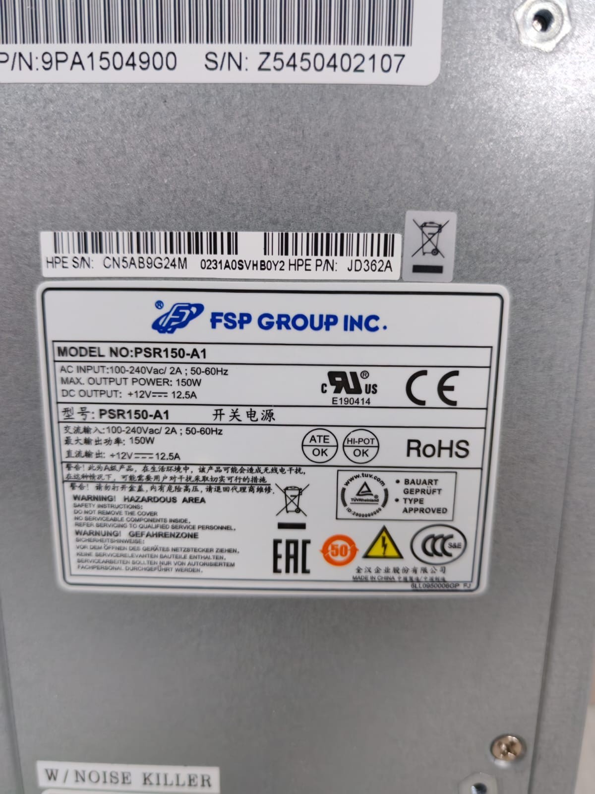 FSP GROUP INC. 9PA1504900 FSP GROUP INC. PSR150-A1 PN: 9PA1504900 POWER SUPPLY 3