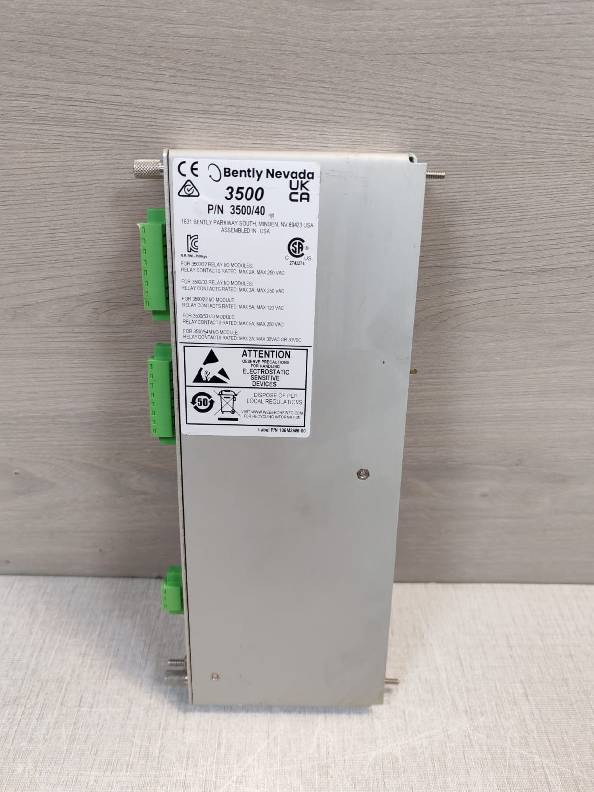 Bently Nevada 3500/40 Proximitor I/O Module 125680-01/ 184139-09
