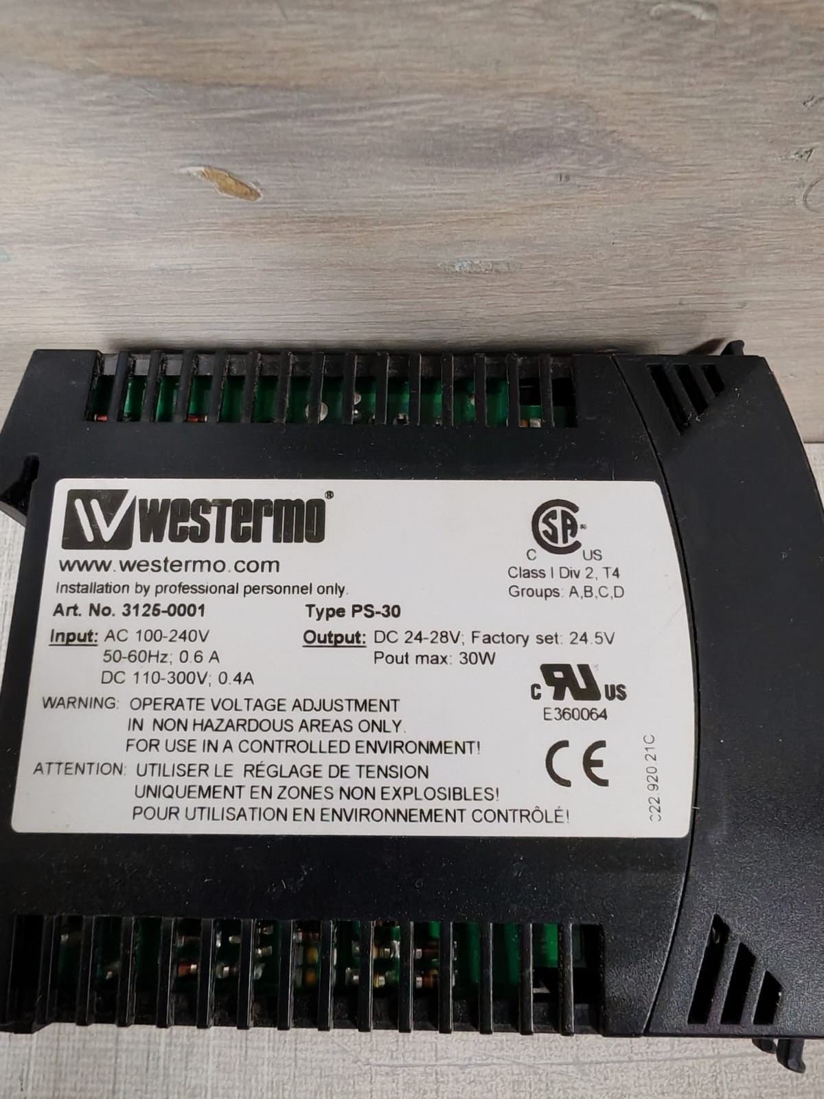 WESTERMO 3125-0001 WESTERMO PS-30 3125-0001 POWER SUPPLY 2
