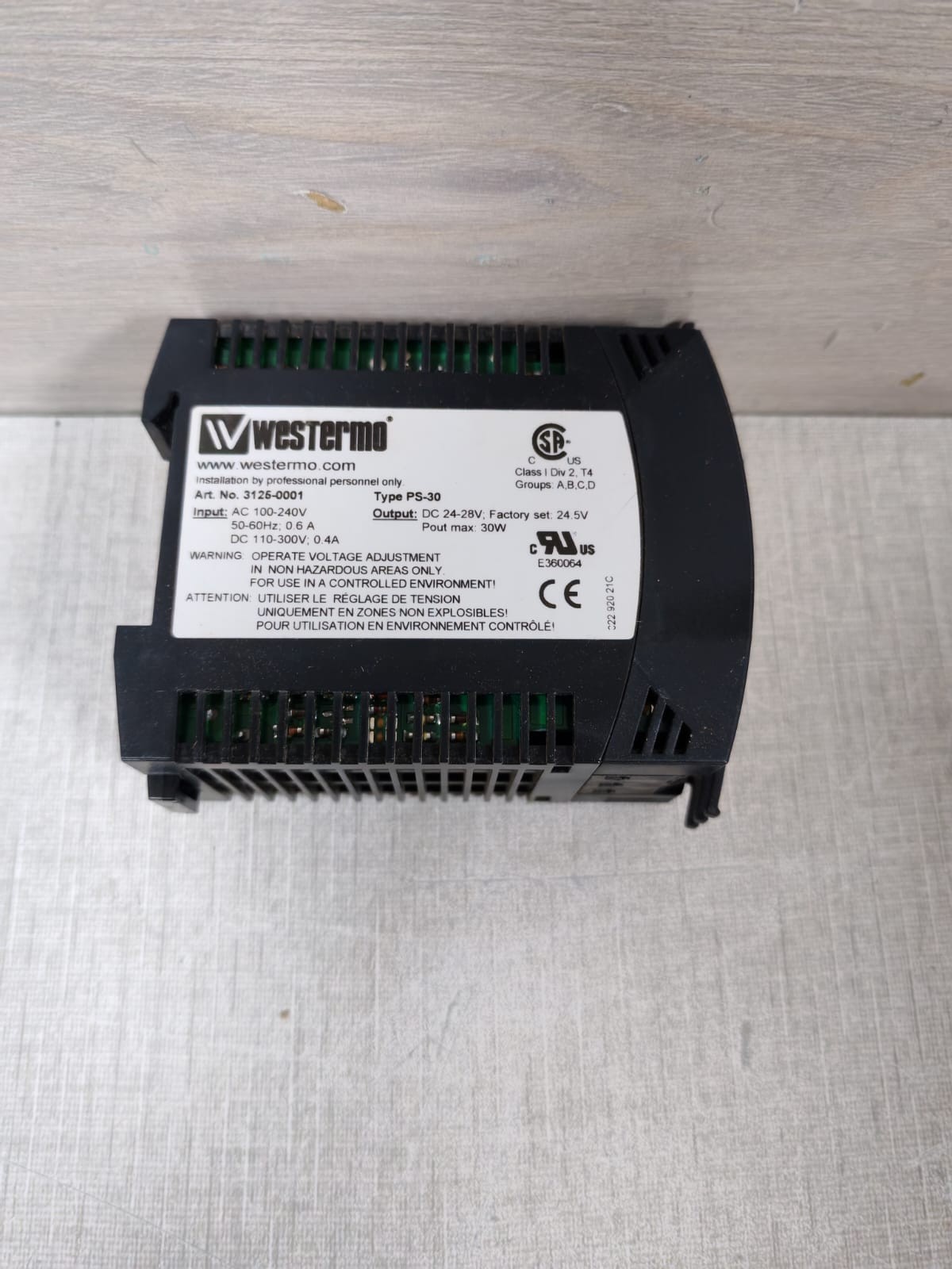 WESTERMO 3125-0001 WESTERMO PS-30 3125-0001 POWER SUPPLY 9