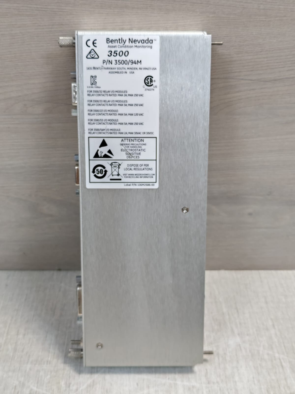 Bently Nevada 3500/94M 94M VGA Display I/O Module 190214-01
