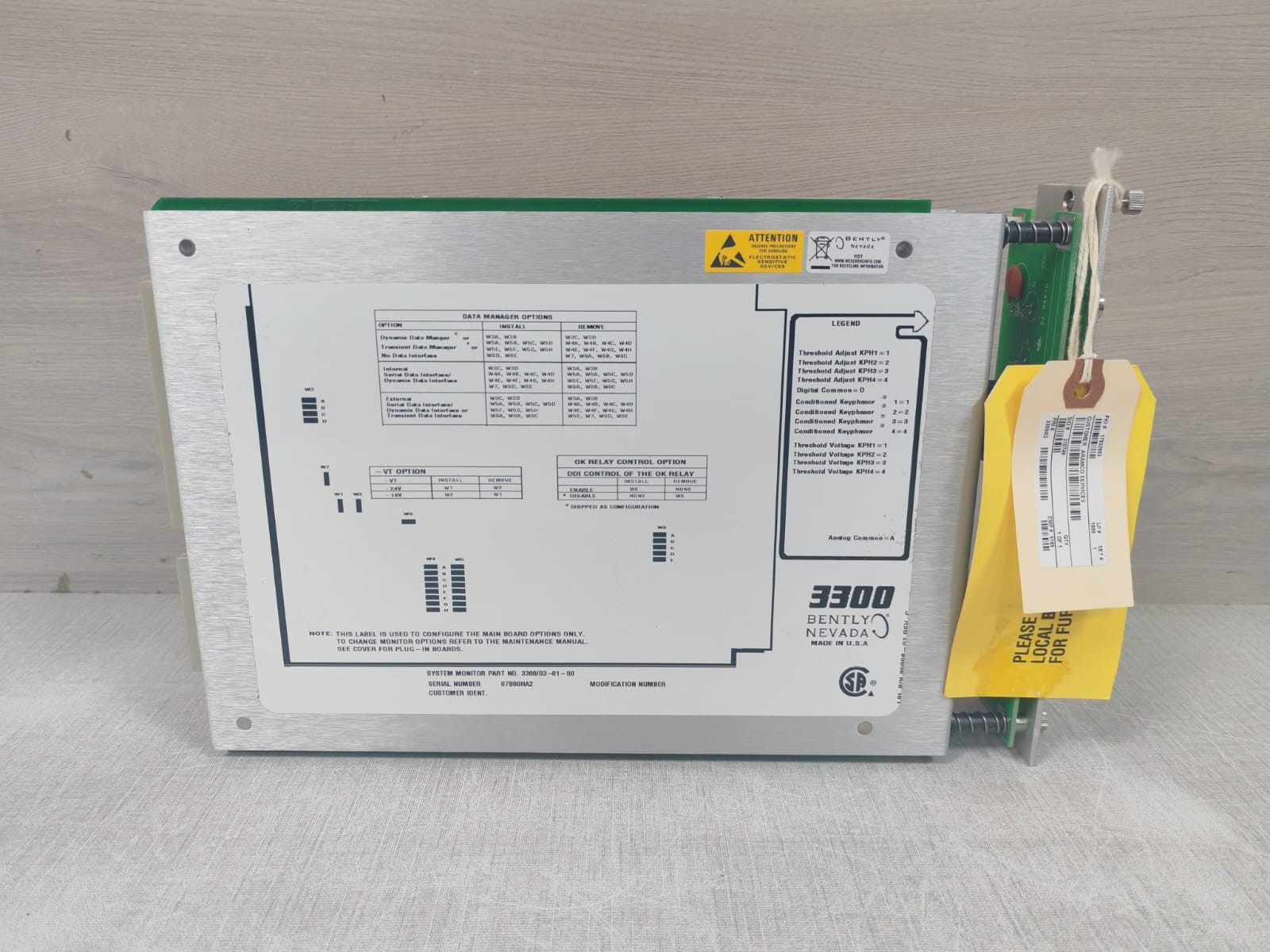 Bently Nevada 3300/03-01-00 BENTLY NEVADA 3300/03-01-00 SYSTEM MONITOR INTERFACE MODULE 7