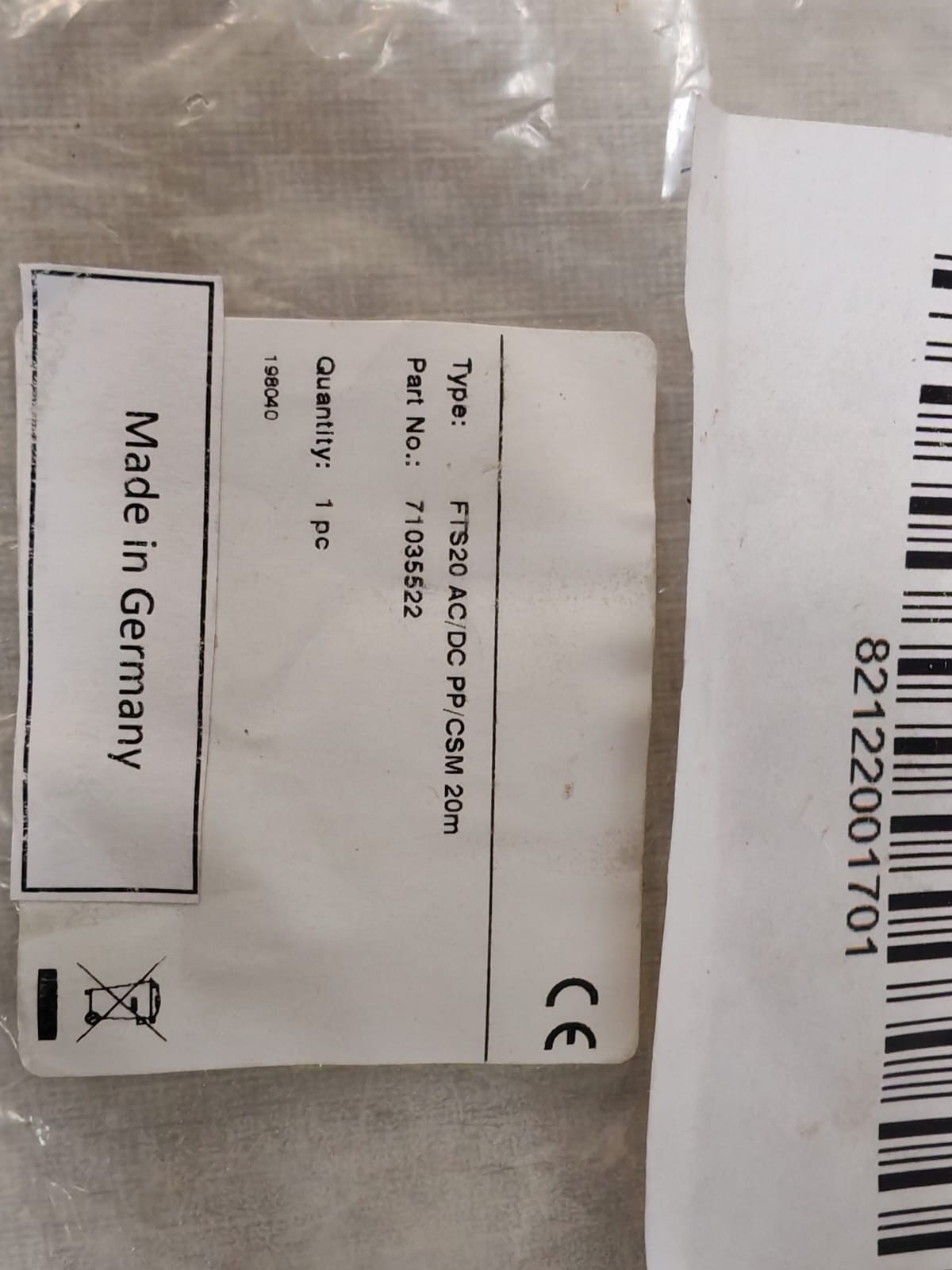 ENDRESS+HAUSER 71035522 ENDRESS+HAUSER FTS20 AC/DC PP/CSM 20M P/N 71035522 LIQUIDFLOAT 4