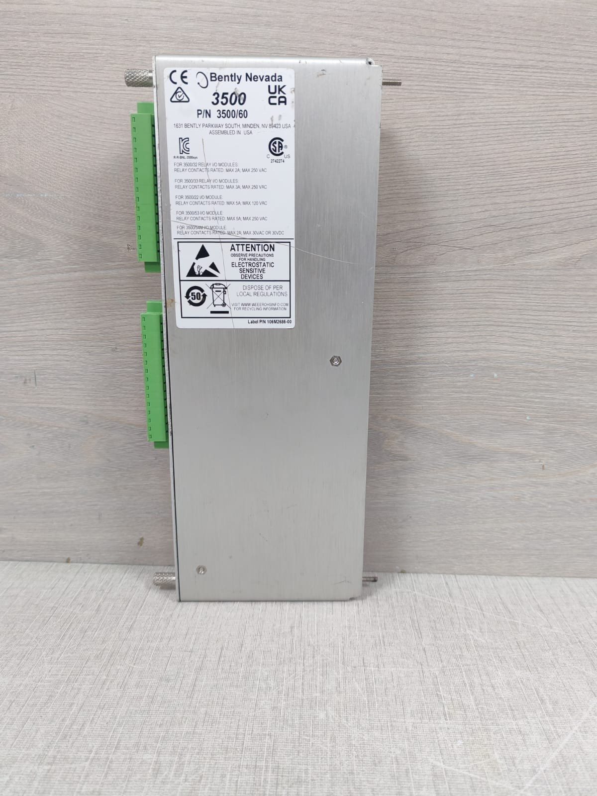 BENTLY NEVADA 3500/60 RTD/TC TEMP I/O MODULE 133819-01