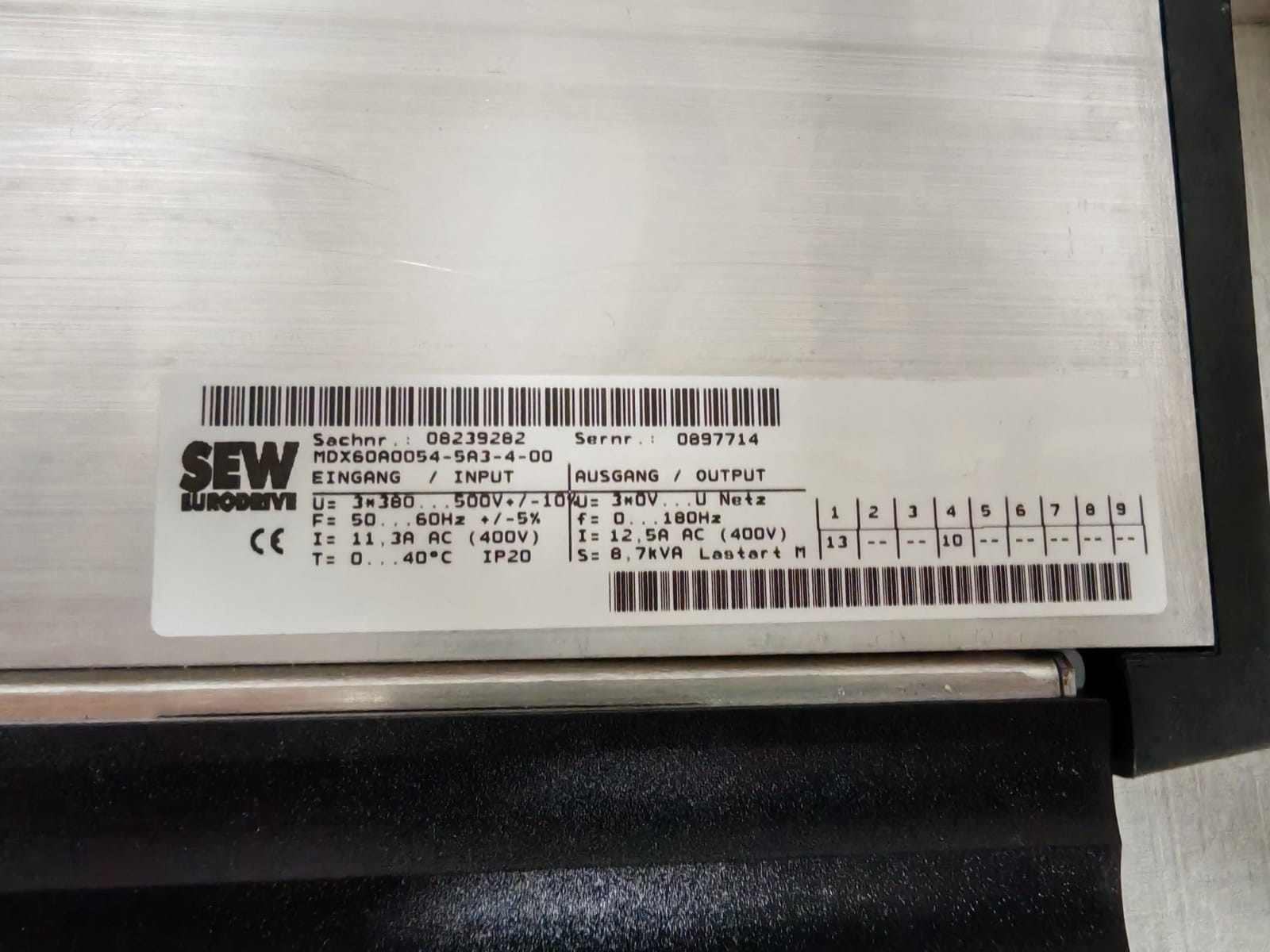 SEW EURODRIVE 08279616 SEW EURODRIVE MDX61B0055-5A3-00 DRIVE INVERTER 08279616 9